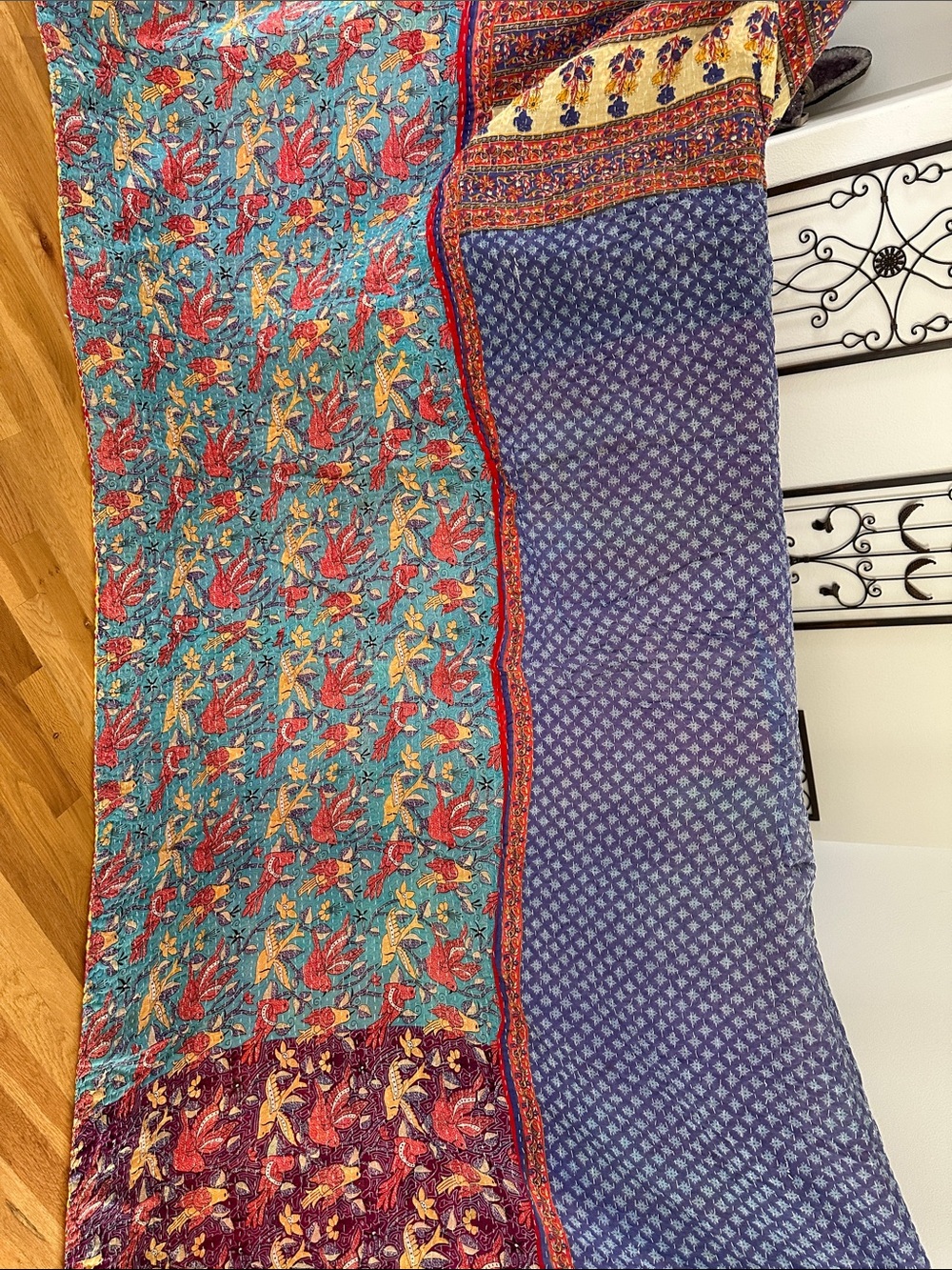 Exceptional Reversible Queen Kantha Quilt